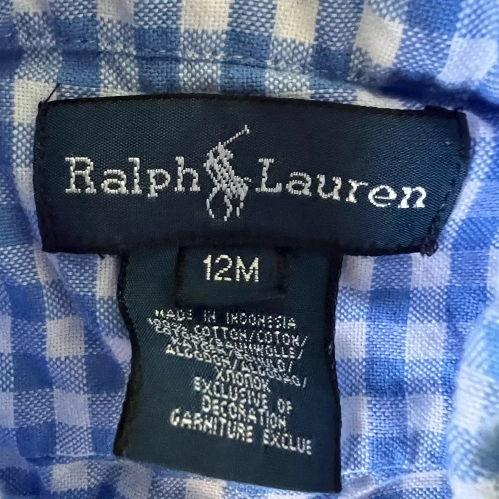 Ralph Lauren Boys Light Blue & White Check Gingham Cotton Button Down Shirt